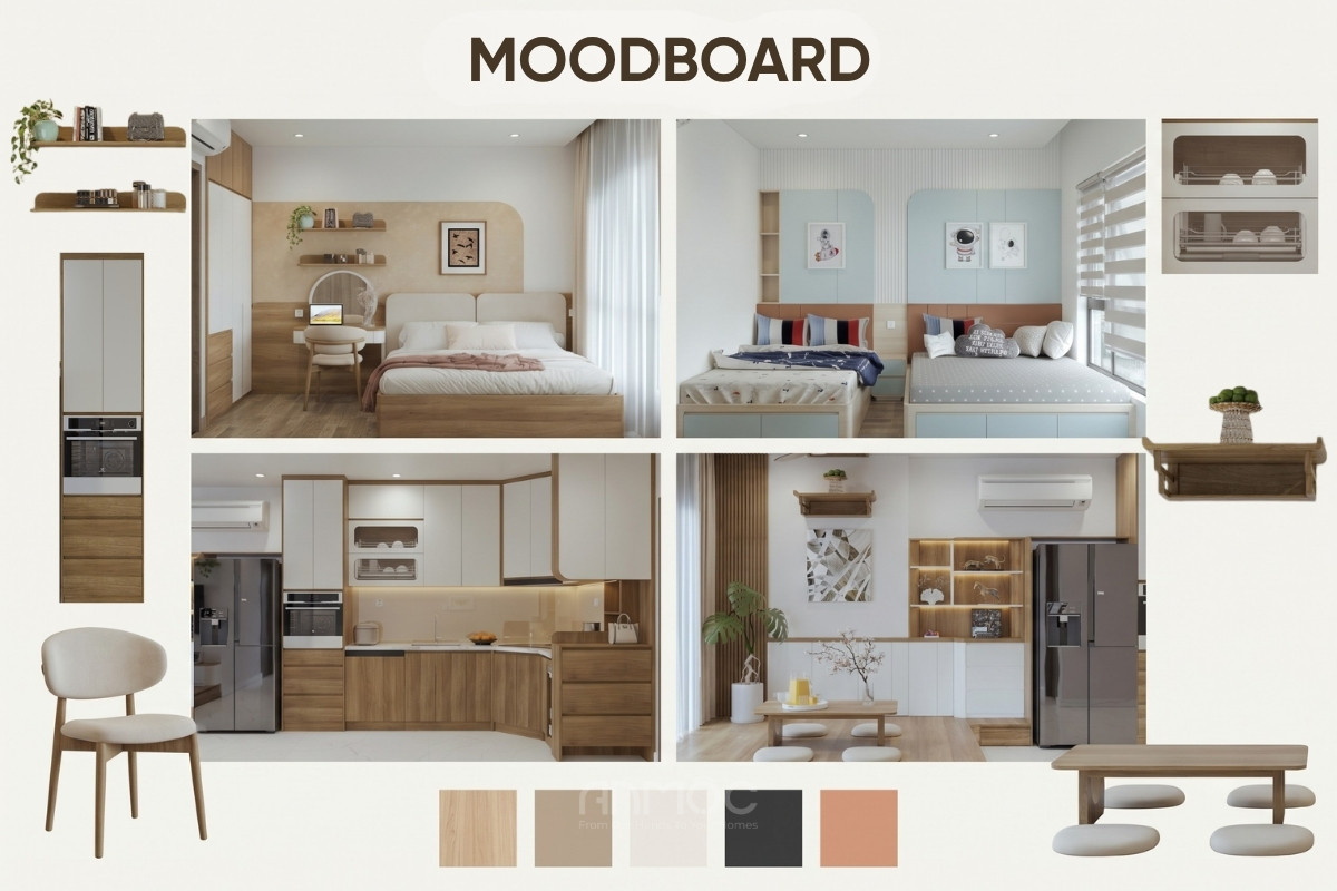 Nội thất chung cư Vinhomes Grand Park sự dụng tông màu nhẹ nhàng