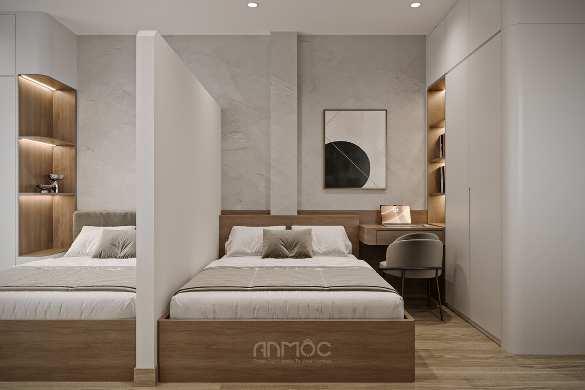 Nội thất phòng ngủ 3 với 2 giường ngủ