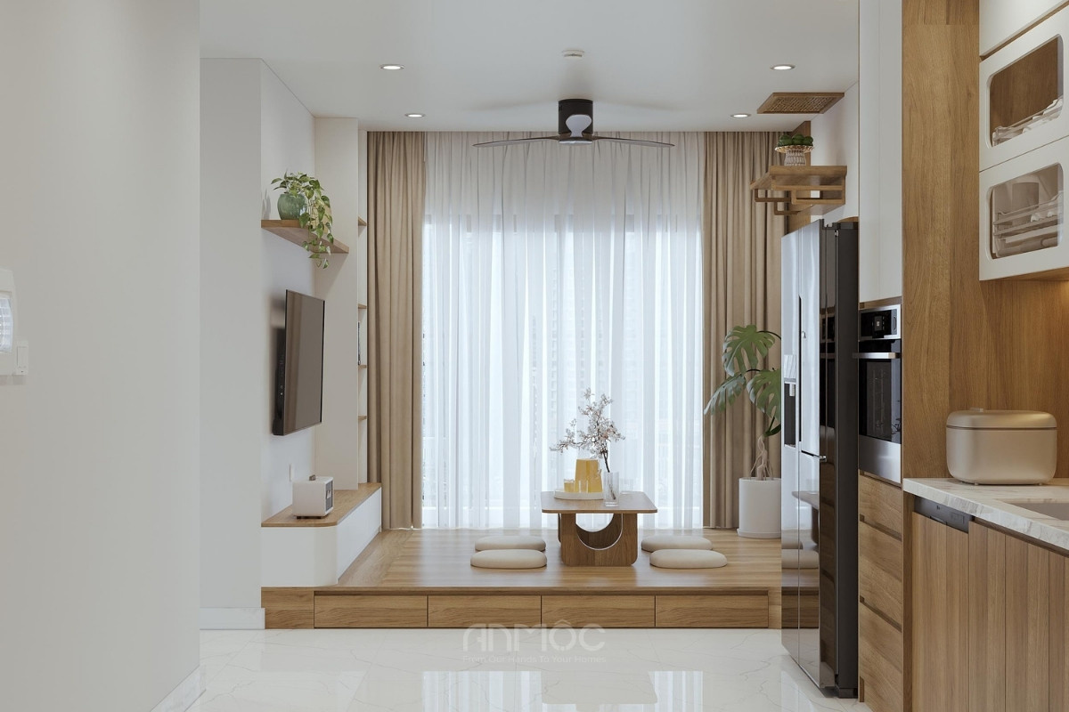 Thiết kế nội thất chung cư Vinhomes Grand Park 57m2 MS02 của anh Quang