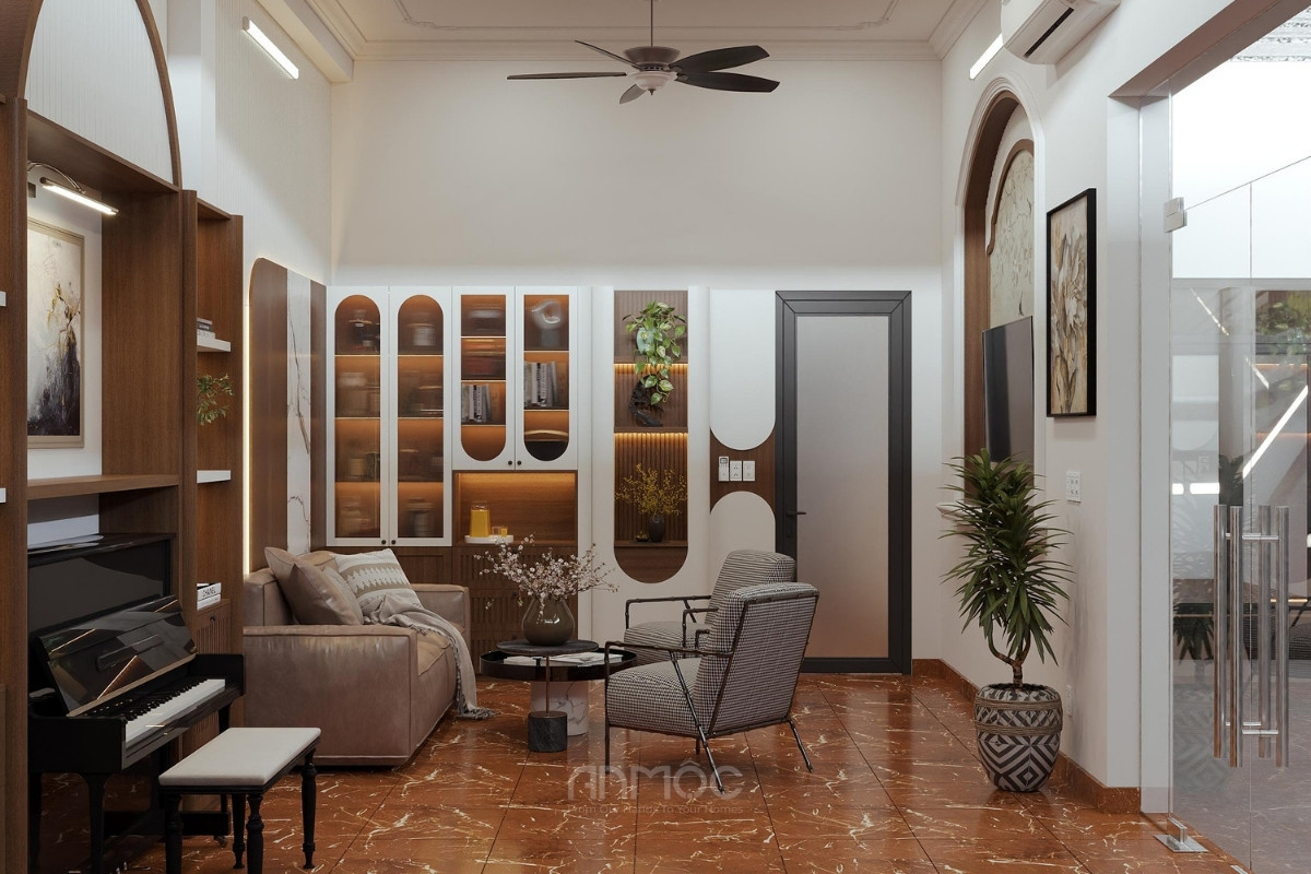 Thiết kế nội thất nhà phố Gò Vấp 1 trệt 1 lầu 198m2 của anh Khuê