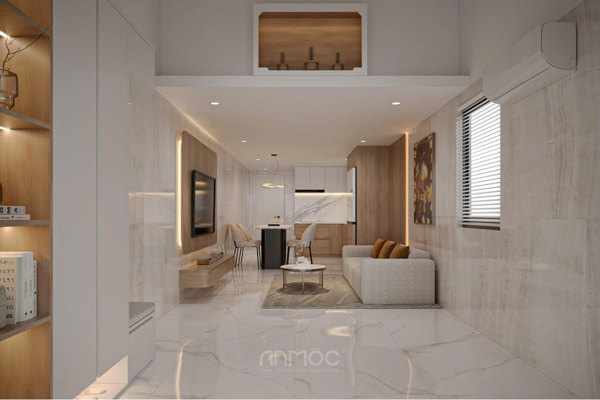 Thiết nội thất nhà phố quận 11 1 trệt 2 lầu 124m2 của anh Anh
