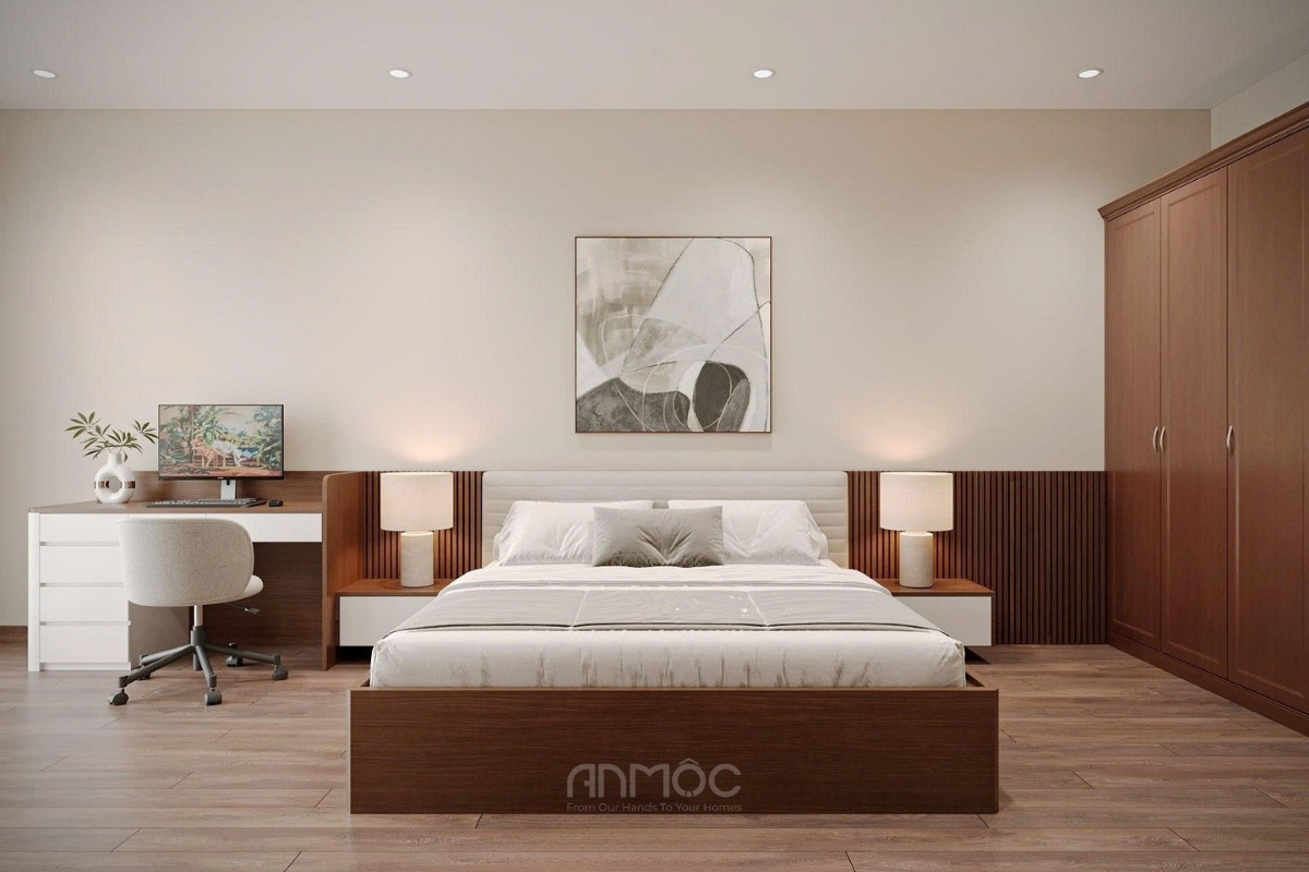 Tổng thế nội thất phòng ngủ 2 ở tầng 1