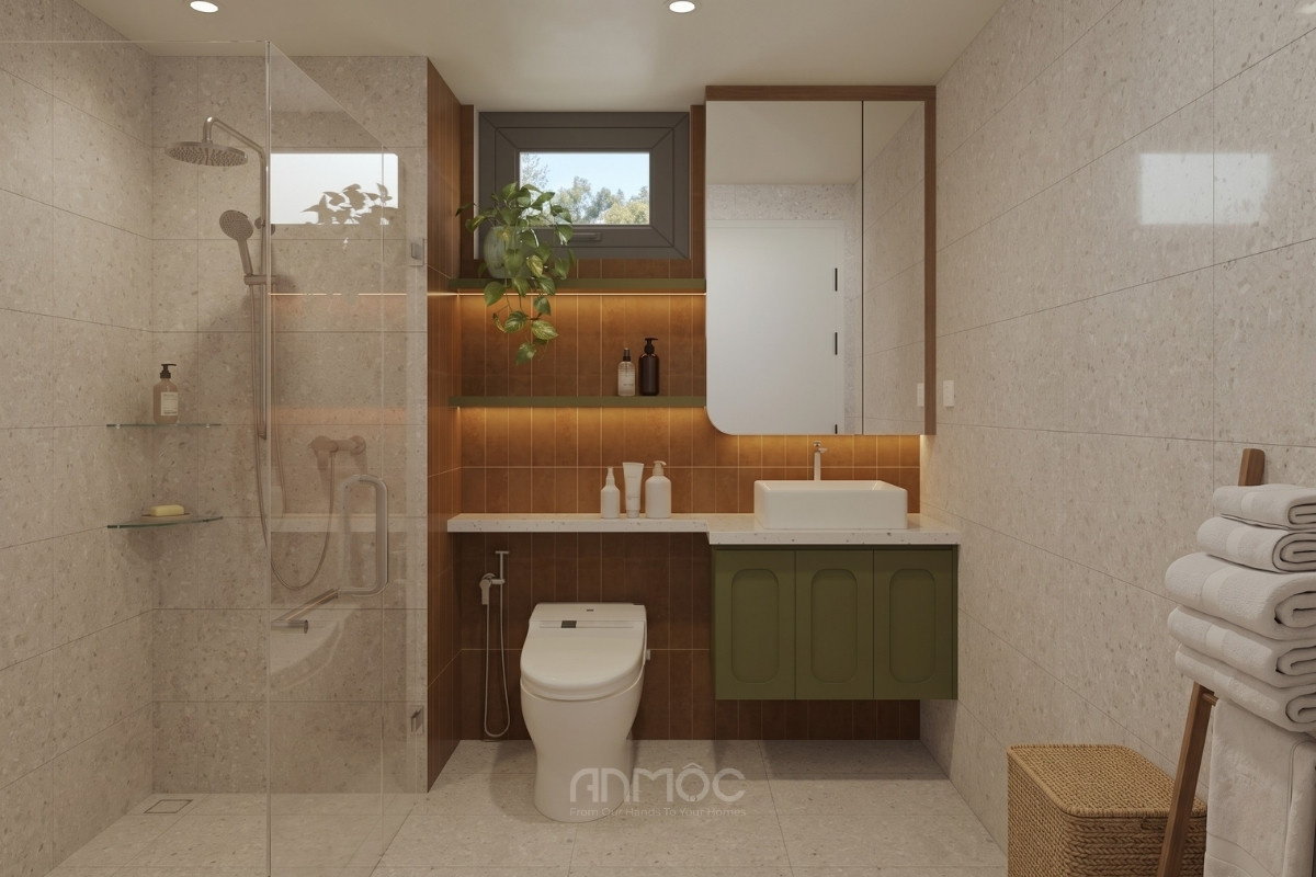 Tổng thể nội thất phòng tắm chung cư Palm Heights