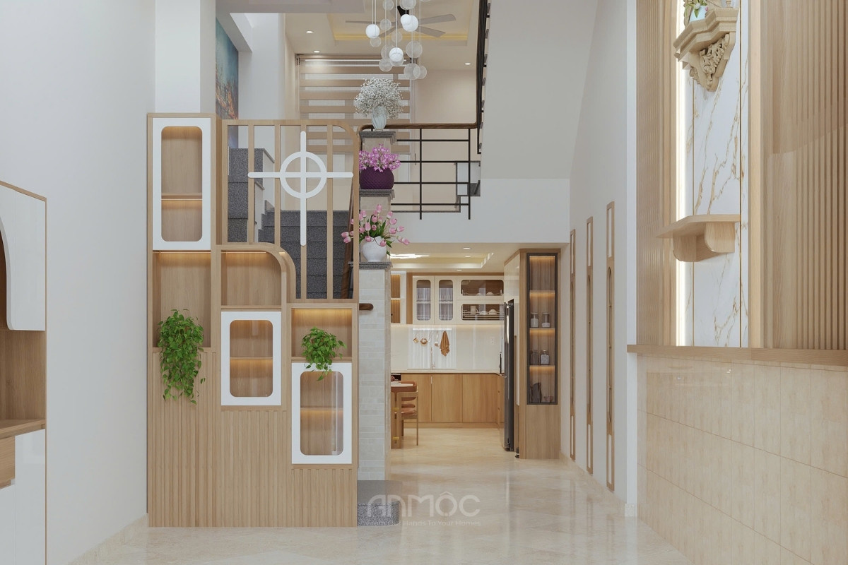 Tổng thể nội thất tầng trệt nhà phố Tân Bình 1 trệt 2 lầu 200m2