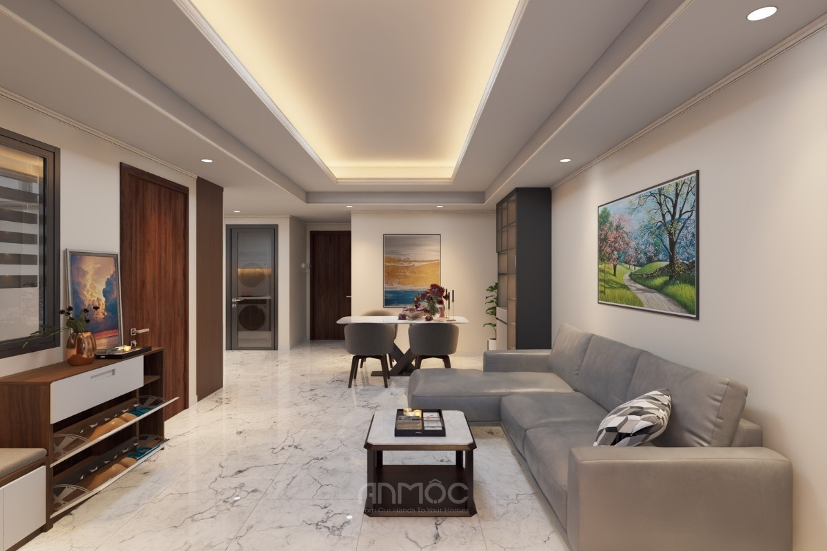 Tổng thế thiết kế nội thất chung cư Homyland 75m2