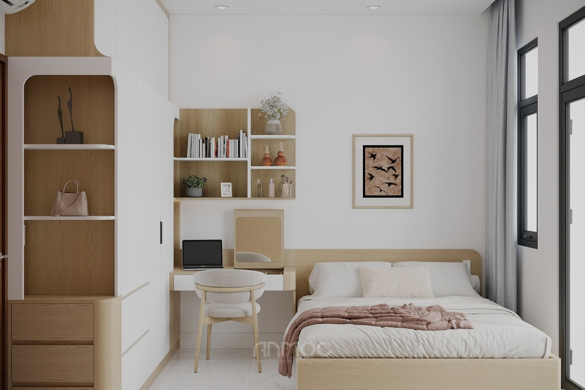 Thiết kế nội thất phòng ngủ 2 nhà phố Tân Phú 14m2 của anh Hiếu