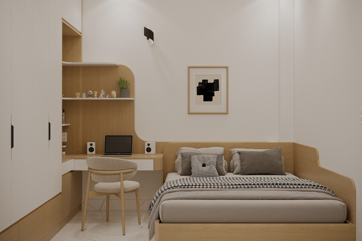 Tổng thể nội thất phòng ngủ 14m2 của nhà phố Tân Phú
