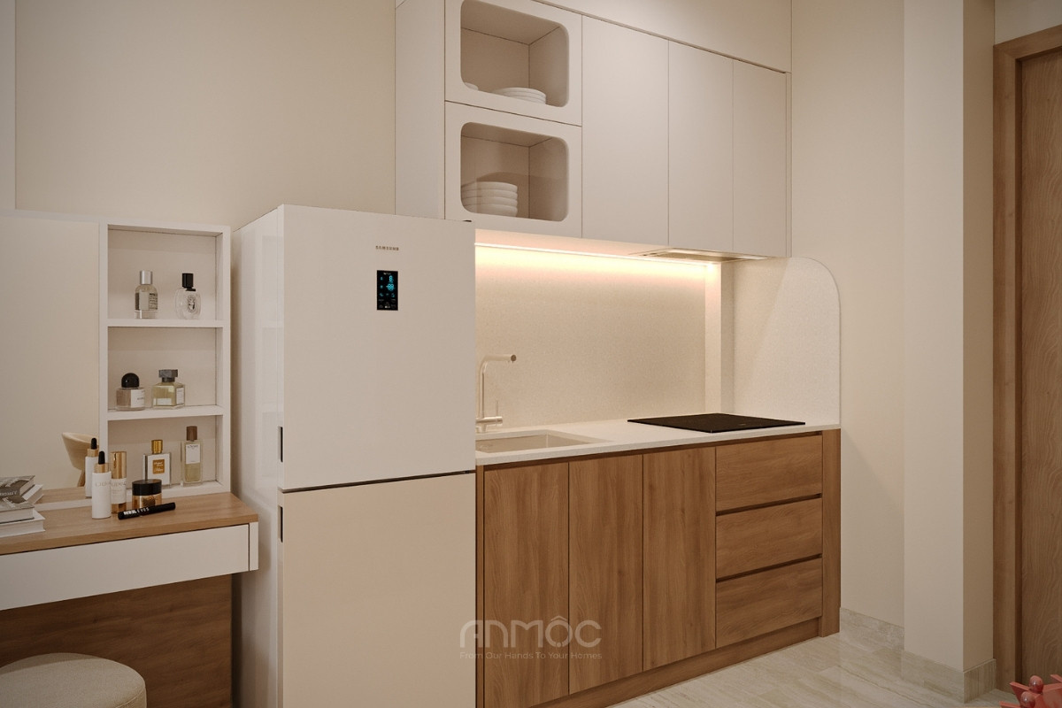 Tủ bếp thiết kế kịch trần dáng chữ I