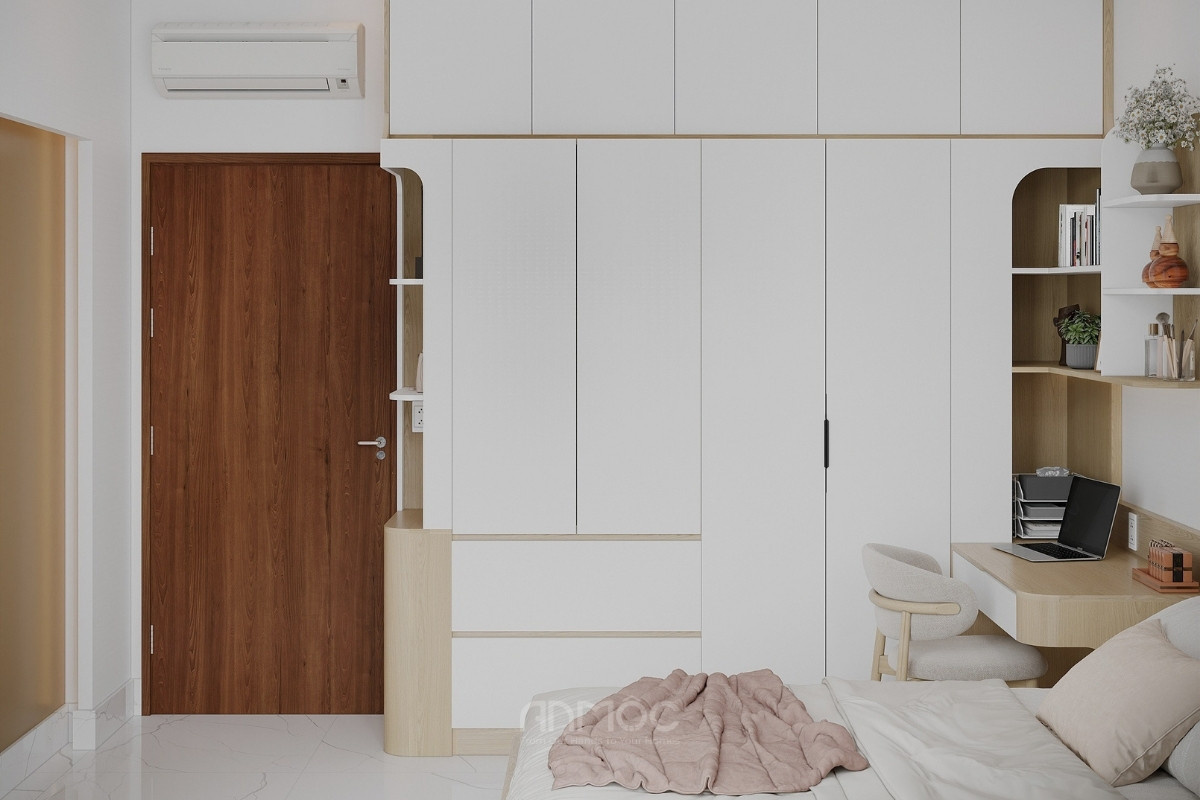 Tủ quần áo hiện đại có kết hợp kệ trang trí
