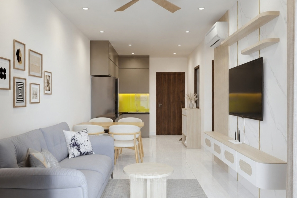 Tổng thể nội thất phòng khách bếp hiện đại